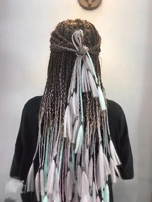 脏辫发绳假发网红脏编藏辫非洲小脏辫大小辫子编发彩绳接发渐变绳