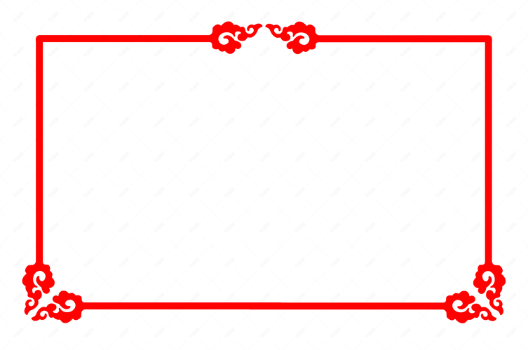 红色三角花纹边框插画