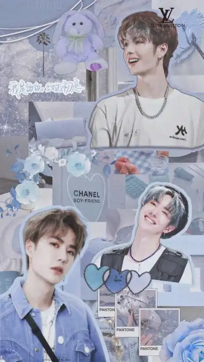 王一博肖战拼贴壁纸 cr.奶茶味的甜柚