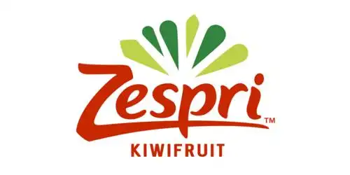 新 logo 精简了奇异果标志性的果肉横截面,红色的「zespri」字样拉伸