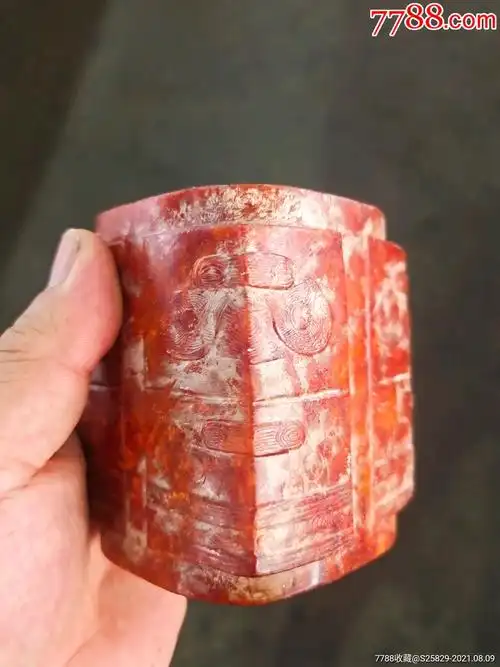 旧藏良渚红玉琮把件