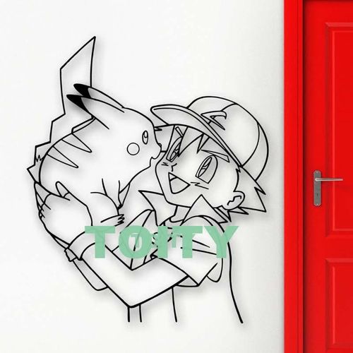 皮卡丘可爱萌动画贴纸 pikachu 卡通背景装饰墙贴画儿童房幼儿园