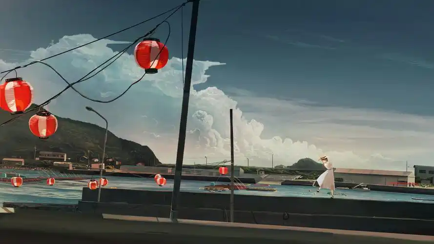 p站美图日本画师banishment插画作品天空和静物