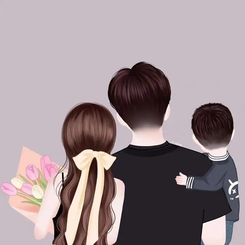 小红书自带滤镜一家三口头像 可爱头像 一家三口 卡通头像 来取图!