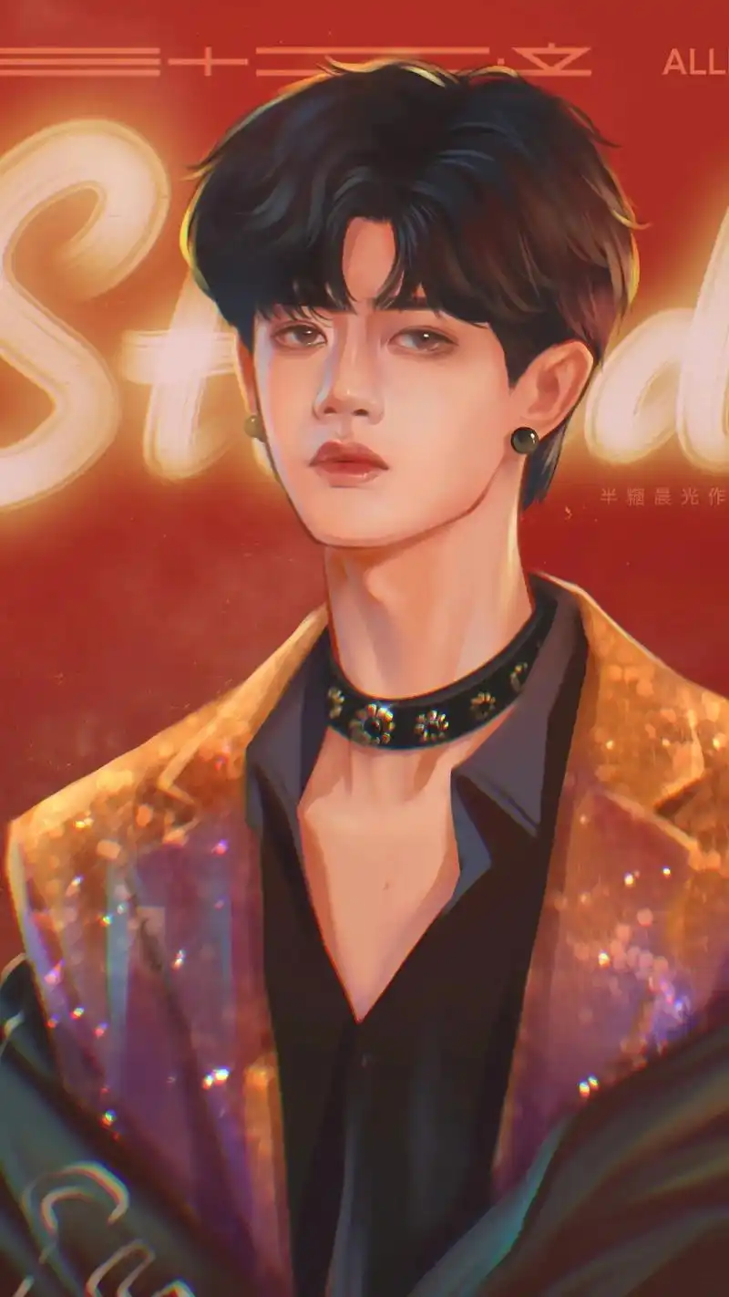 任嘉伦手绘图#明星手绘图片转载#插画壁纸#高清全屏壁纸,打 - 抖音