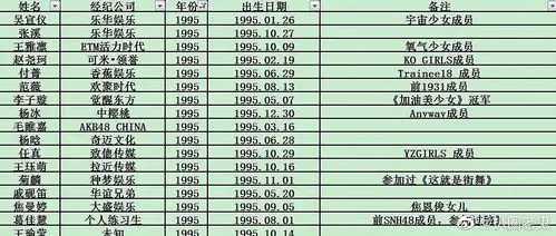 选秀艺人年龄表