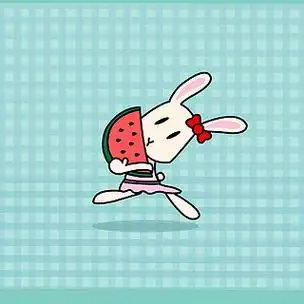 posy兔子萌宠卡通形象可爱夏天季吃西瓜