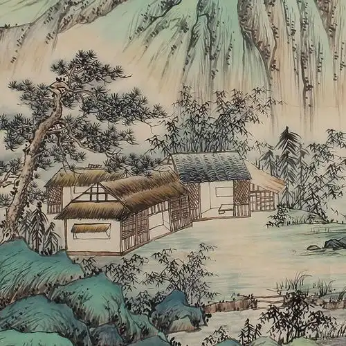 六尺横幅江山多娇国画山水画聚宝盆办公室客厅招财字画已裱卷轴