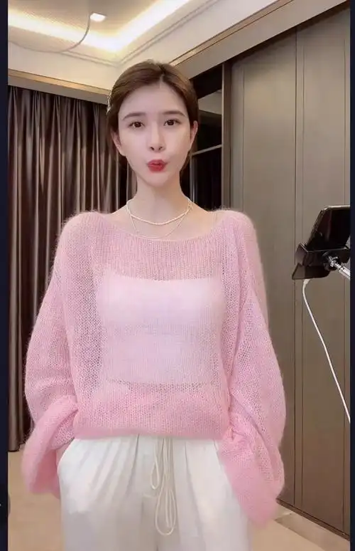 夏季镂空毛针织衫女装薄款慵懒风洋气宽松毛衣防晒衫罩衫外套上衣