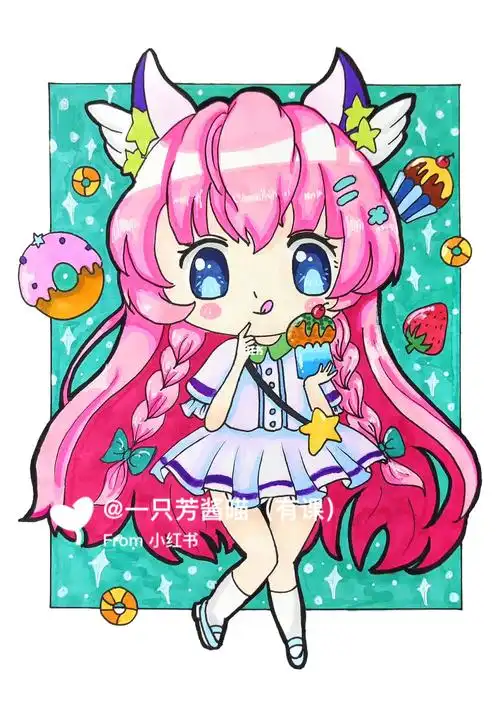 q版动漫可爱女生/马克笔绘画分享