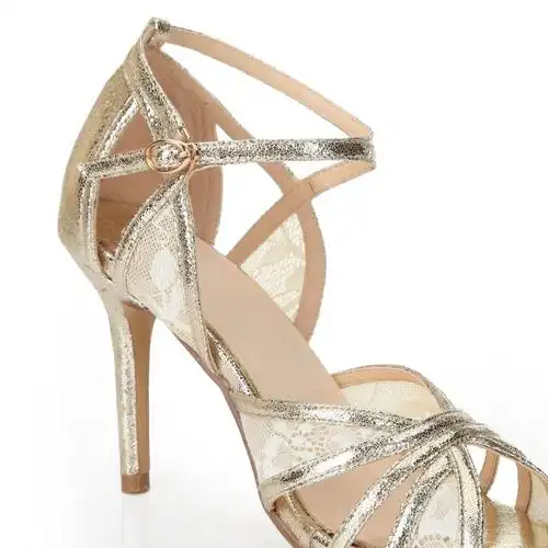 夏季新款浅金色凉鞋细跟凉鞋女士高跟橡胶底女鞋子高跟单鞋ol鞋