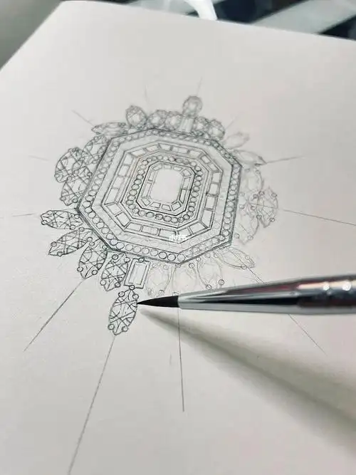 珠宝手绘练习海瑞温斯顿高级腕表草稿图