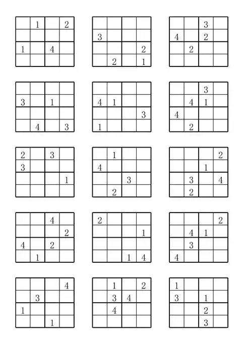 少儿四宫格数独题目入门级数独题练习xls