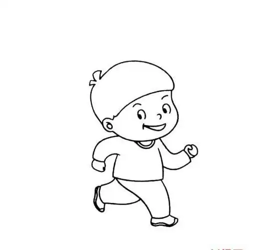 跑步的小男孩人物动作画法_人物简笔画_简笔画大全