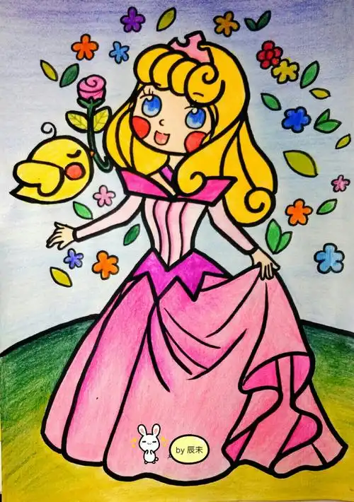 暑假作业#儿童画之迪士尼公主系列--睡美人.