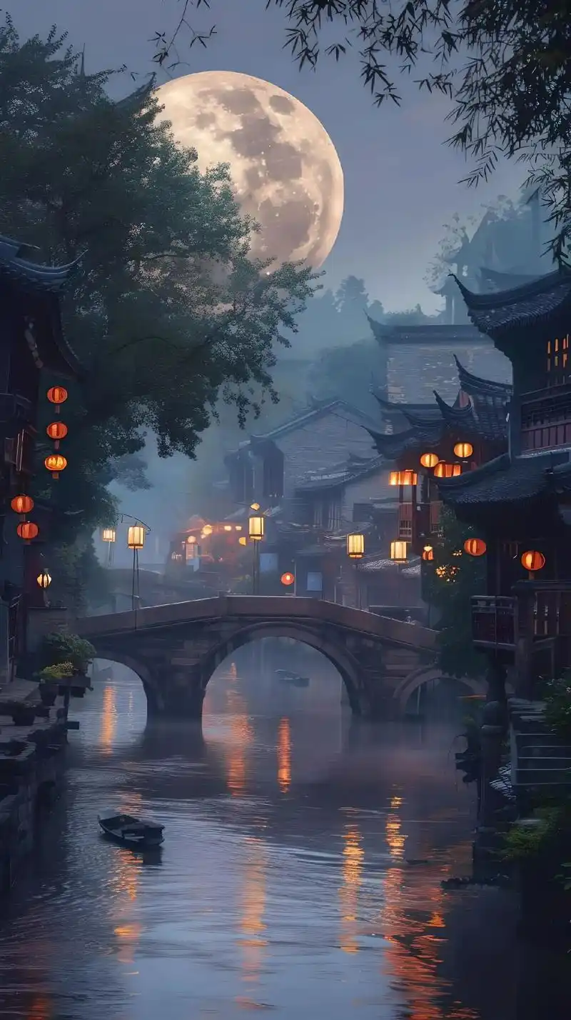 夜色渐浓,月华如水.#星月原野 #江南水乡美如画 #唯美意境 - 抖音