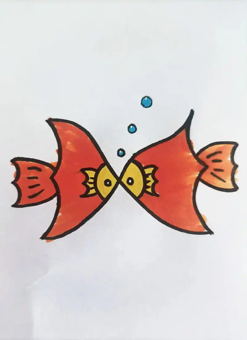 用字母x画两条亲嘴的鱼95,你学会了吗#简笔画 #画画 #一 - 抖音