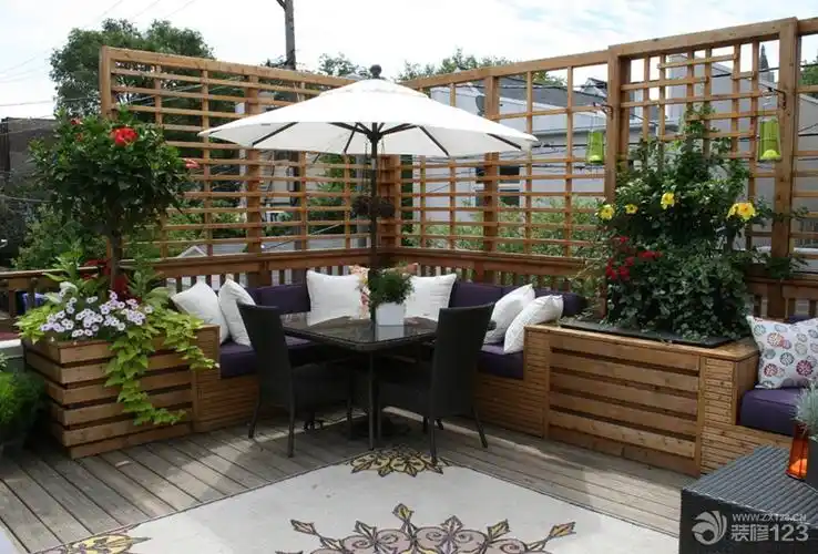 混搭风格露天阳台小花园装修效果图片