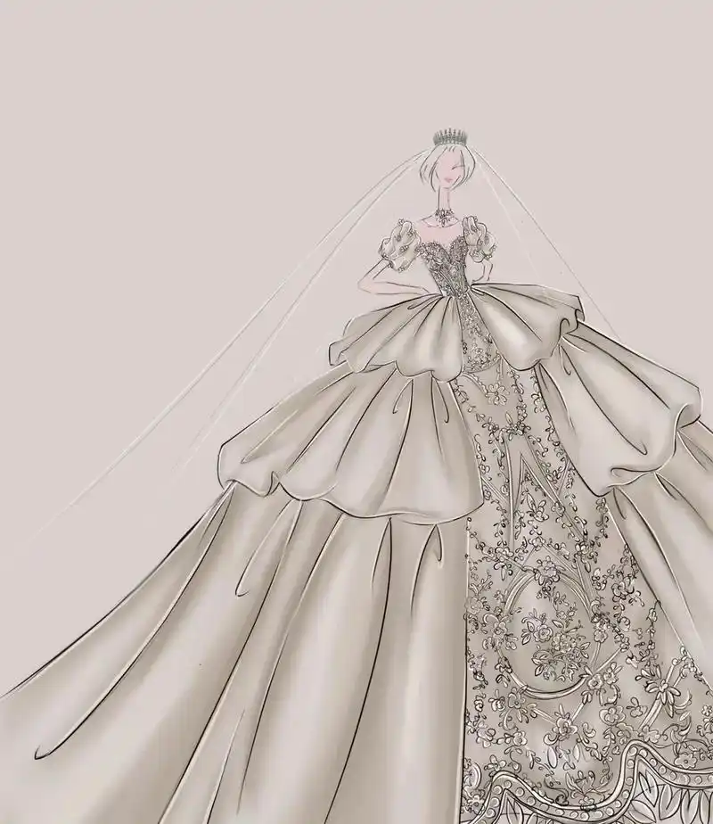 一件婚纱的制作过程设计手稿-挑选布料-剪裁-手工钉珠-手工 - 抖音