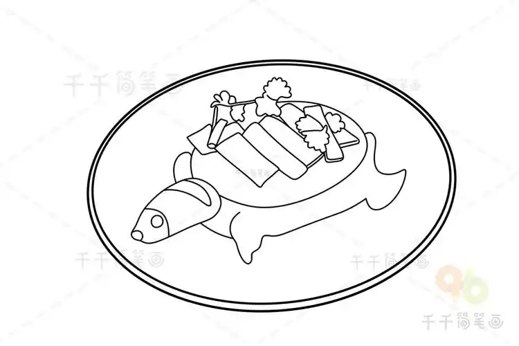 安徽美食火腿炖甲鱼简笔画