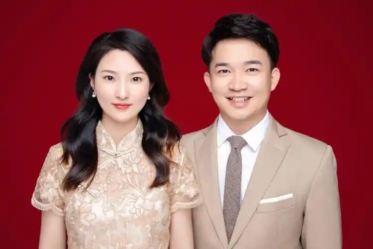 结婚登记照天真蓝