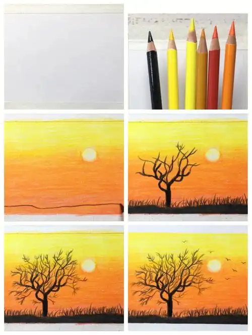 一副简单的彩铅风景分享