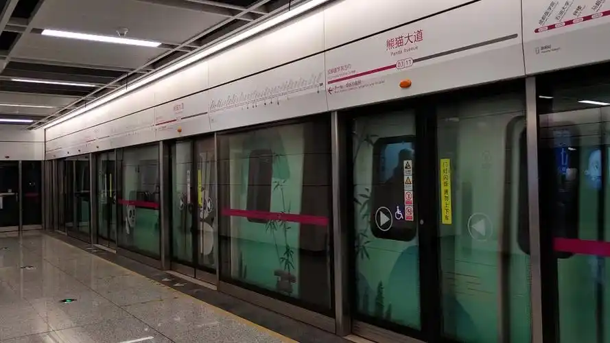 【成都地铁】3号线"熊猫主题列车"于熊猫大道出站