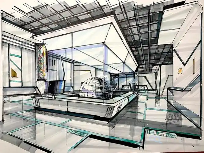 手绘室内快题设计科技展厅空间life