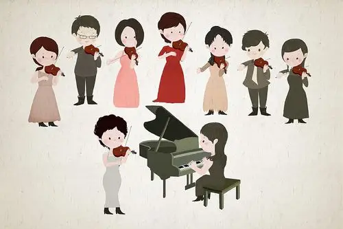 小提琴音乐会真人q版手绘