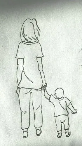 母亲永远牵着孩子的手! 母爱比天大.