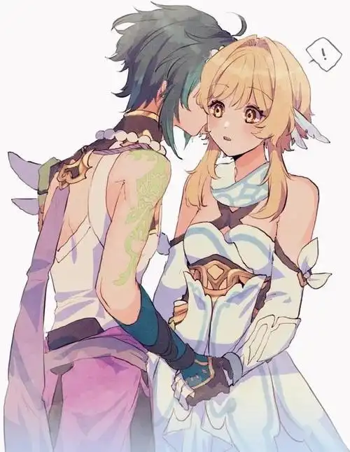 画师推荐:ひなぼた,专注荧和魈cp的原神画师,超有爱的画面