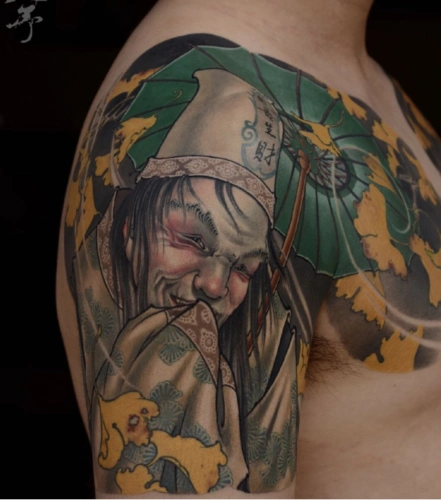 男生黑白无常纹身欣赏 好看的半甲黑白无常纹身(2)