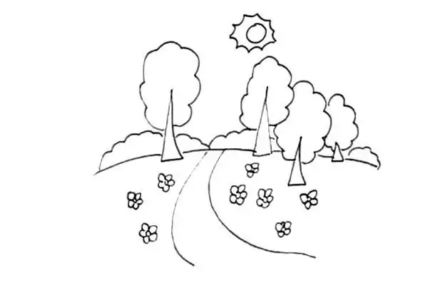 乡村漂亮的风景简笔画画法步骤图文教程