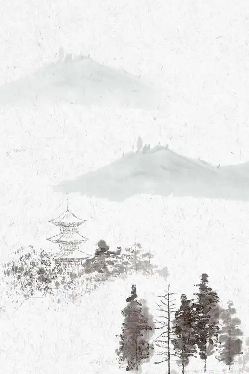 中国风水墨山水古典雅唯美背景图psd模板ai海报设计素材中式插画