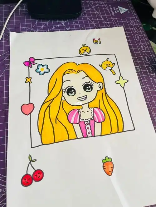 儿童画长发公主