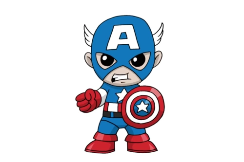 简笔画教程漫威系列q版美国队长