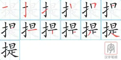 《提》字的笔顺(笔画顺序)动画 汉字提怎么写,提的规范写法是什么?