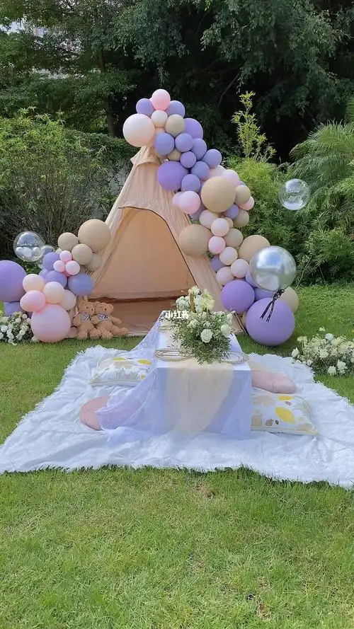 菠萝派对户外草坪派对布置