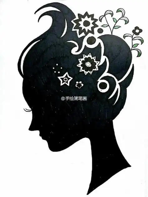 简笔画教程很有味道哦剪影女生侧脸简笔画5068儿童网人物侧脸简笔画