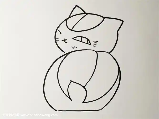 夏目友人帐猫咪老师简笔画步骤图 简笔画图片大全-蒲城教育文学网