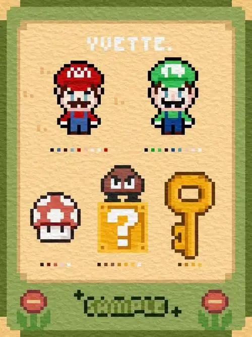 像素画78任天堂家马里奥来喽拼豆图纸公开