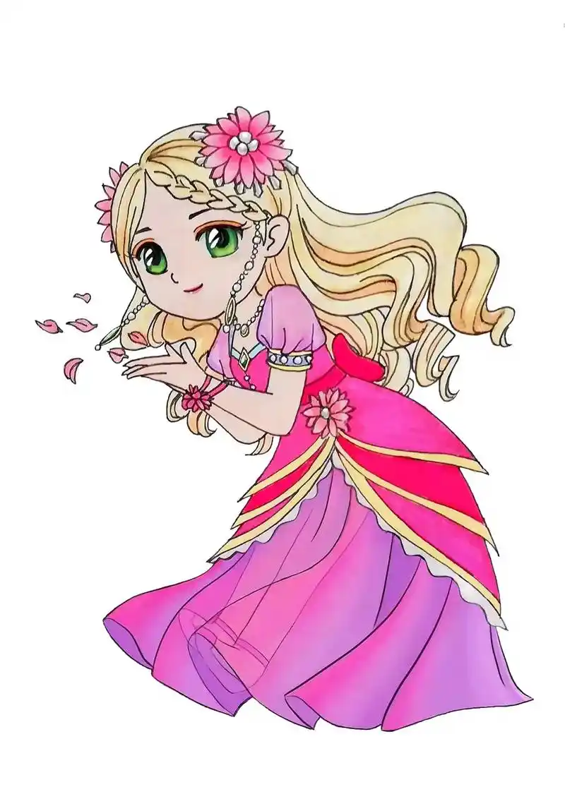 叶罗丽灵公主简笔画打印线稿模版涂色儿童画绘画卡通漫画人物#一 - 抖