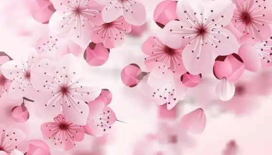 粉红色樱花花瓣矢量素材eps