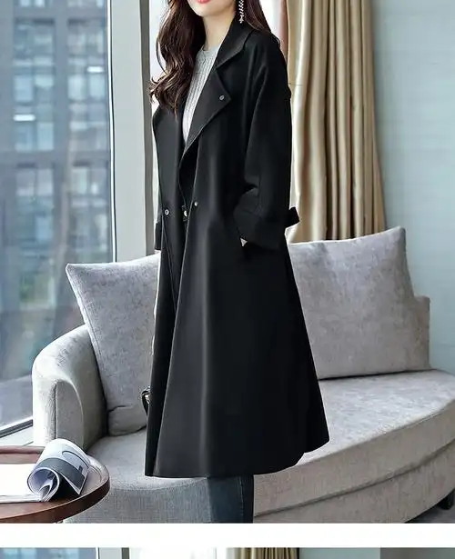 长款风衣女过膝 欧美时尚中长款春秋2017新款韩版端庄大气外套女