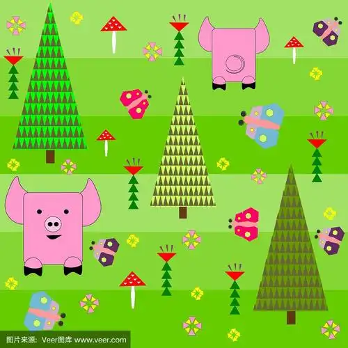 无缝的绿色背景与有趣的图案