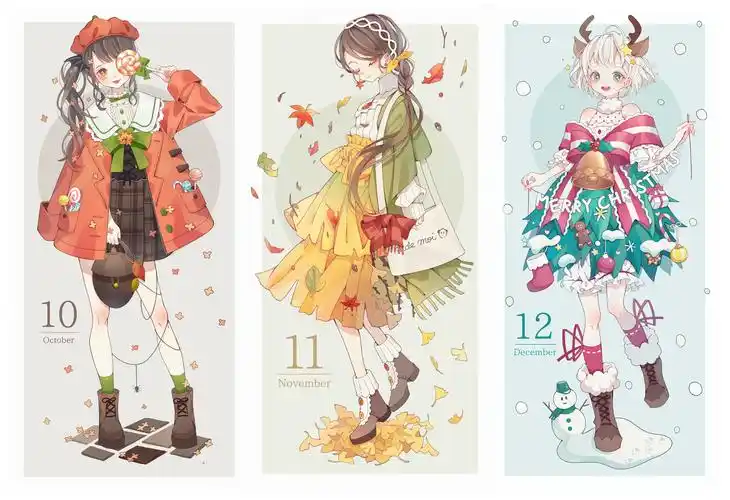 【p站美图】日本画师しらほ作品,十二个月份拟人画. - animex动漫社