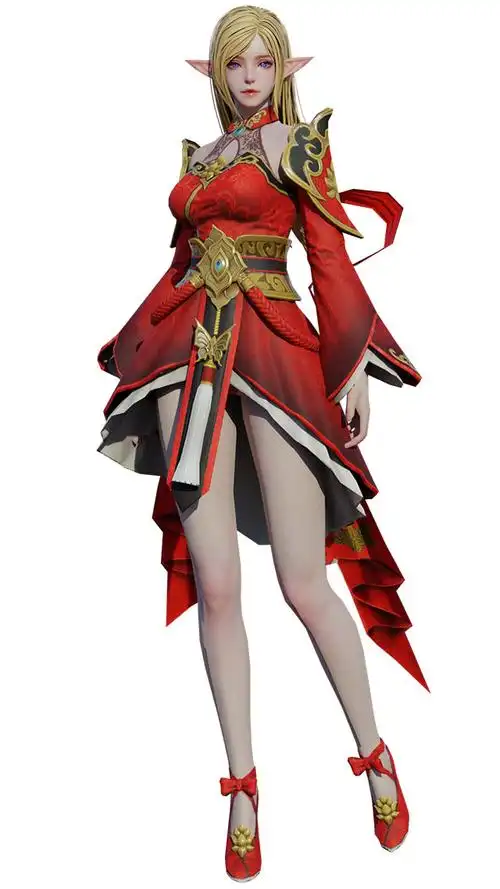 精灵女战士古代美女汉服女孩精灵女巫侠女女侠古装精灵女孩3d模型