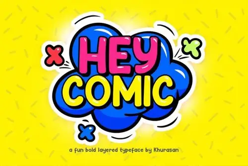 hey comic手绘卡通创意海报英文字体下载