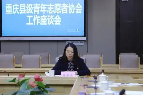 共青团重庆市大足区委副书记 任春燕汇报青年志愿者协会建设情况