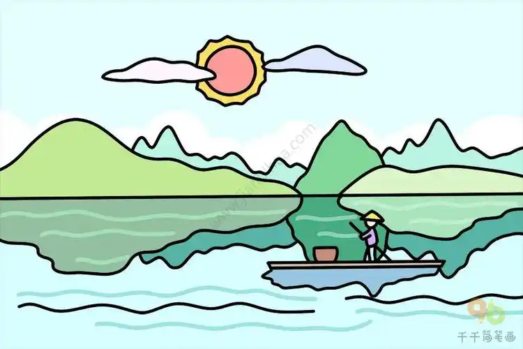 景色宜人的山水简笔画山水简笔画简笔画大全风景带颜色 儿童彩色山水